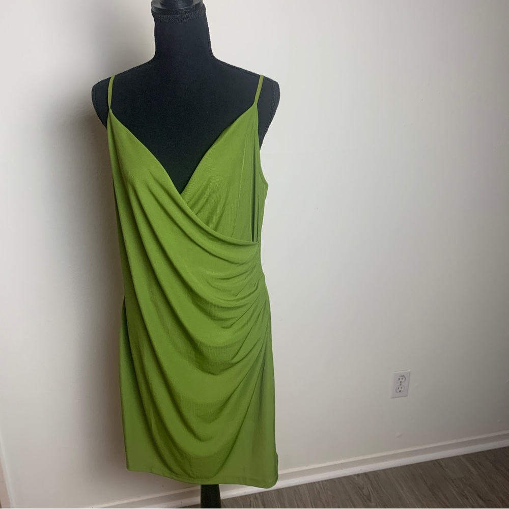 Green spaghetti strap mini dress